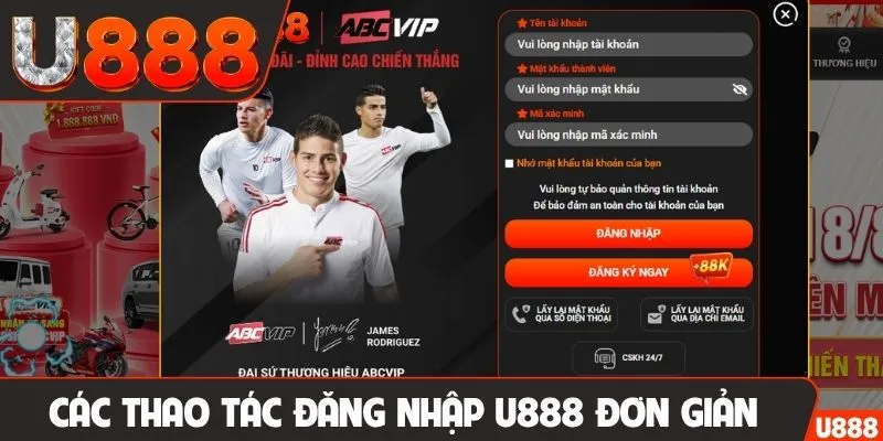 Các thao tác đăng nhập U888 đơn giản
