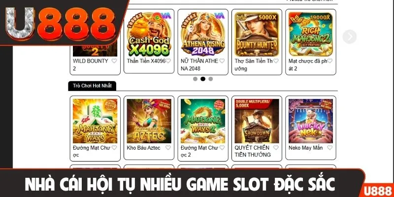 Nhà cái hội tụ nhiều game slot đặc sắc